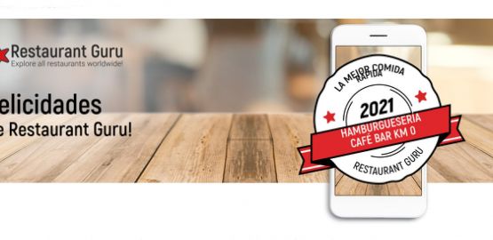 Hamburguesería Café Bar Km 0 ha sido premiado por los comentarios de sus clientes en restaurante Gurú!